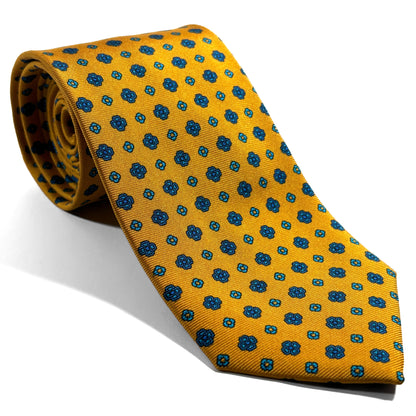 Marigold Yellow Floral Printed Silk Tie