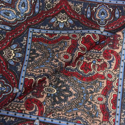 Dominus - Burgundy & Navy Blue - Wool/Silk Pocket Square