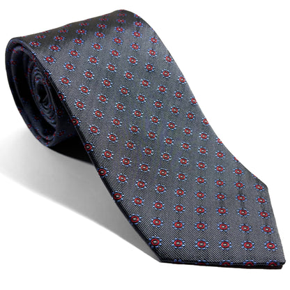 Gray Floral Silk Jacquard Tie
