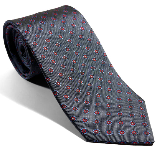 Gray Floral Silk Jacquard Tie