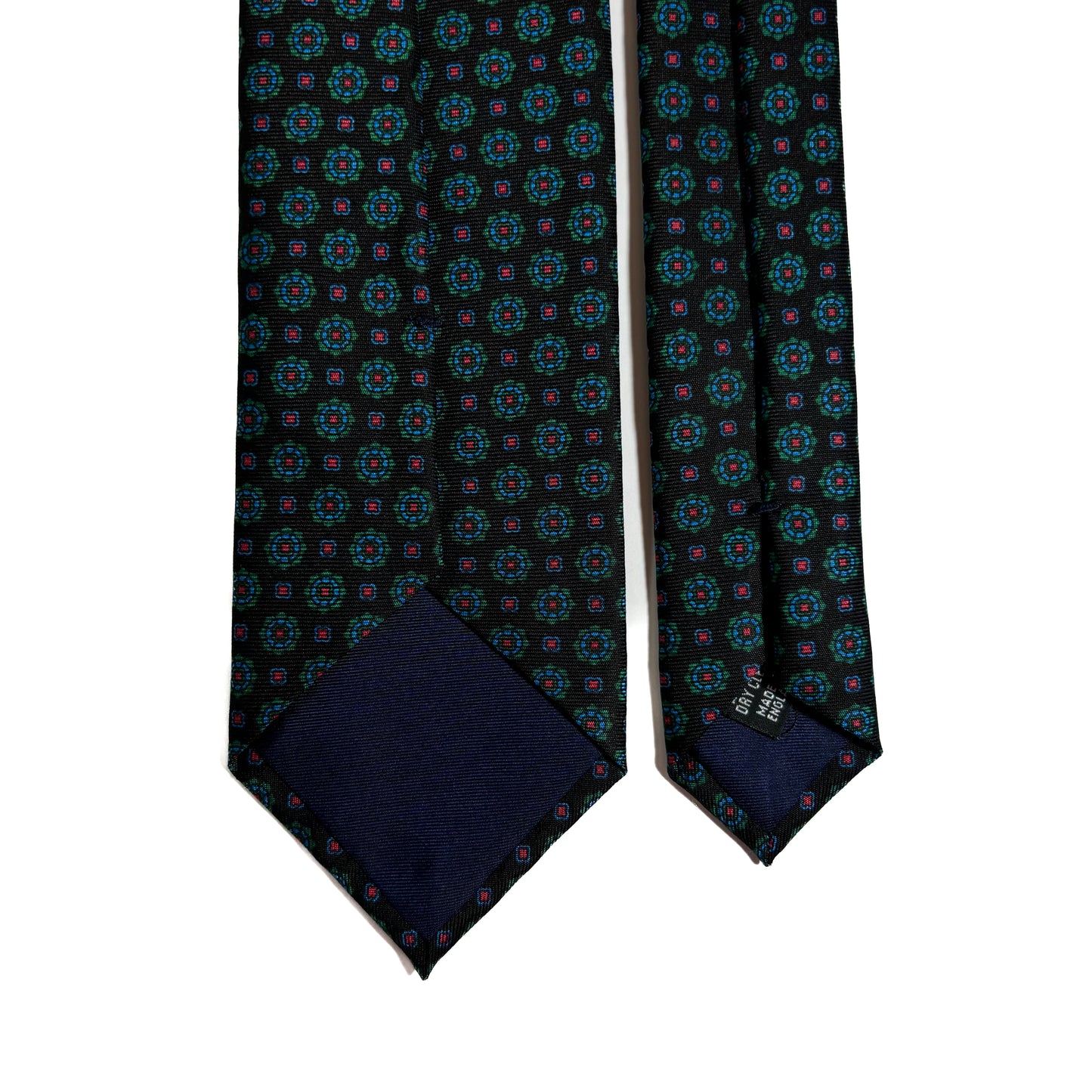 Hand-Printed Dark Brown Geometric Silk Tie