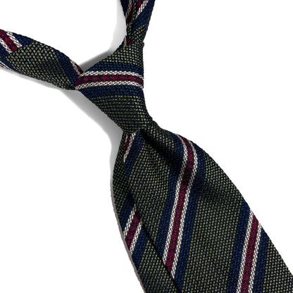 Olive Green Striped Silk Grenadine Tie (Garza Fina)