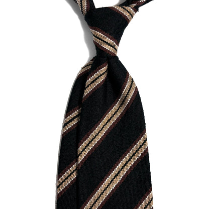 Black Stripe Untipped Silk Shantung Tie