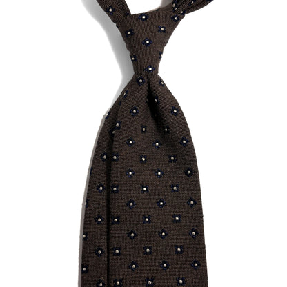 Taupe Brown Floral Wool/Silk Jacquard Tie