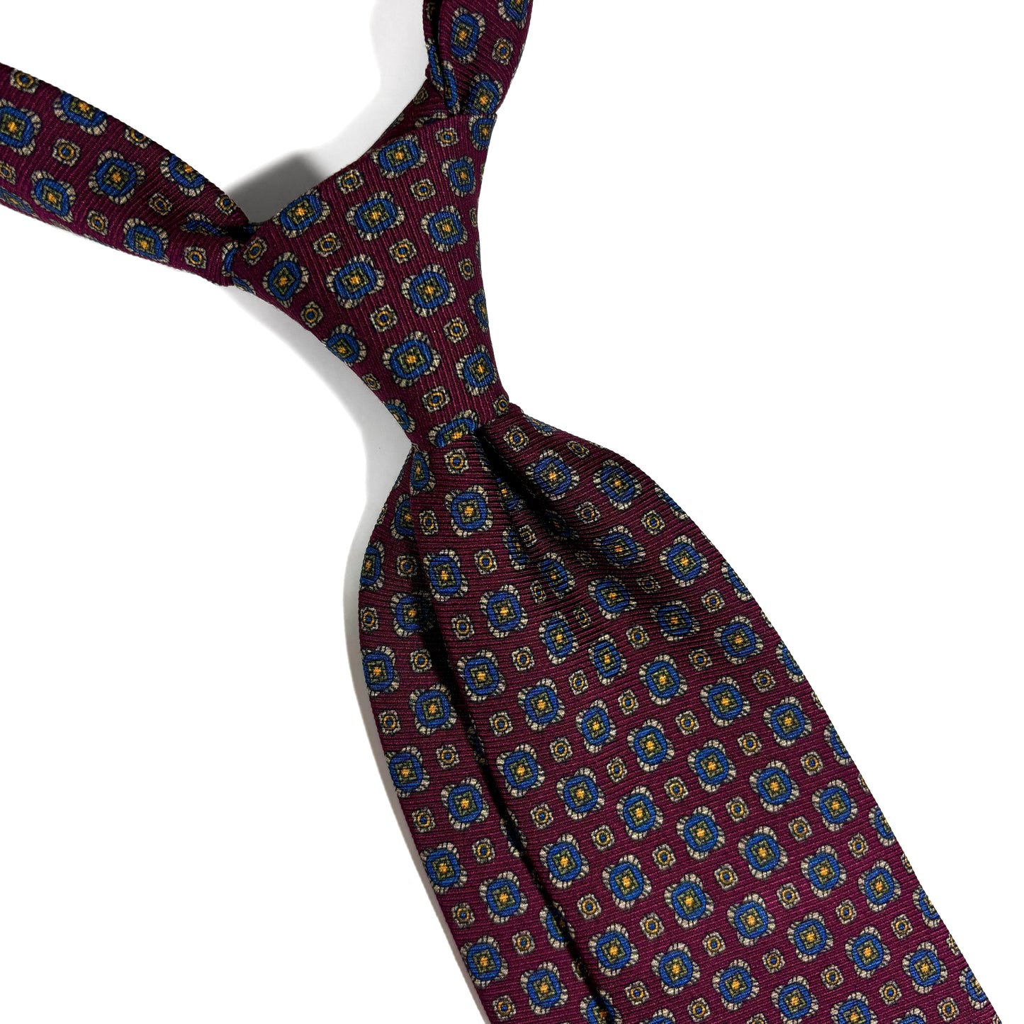 Burgundy Geometric Italian Madder Silk Tie