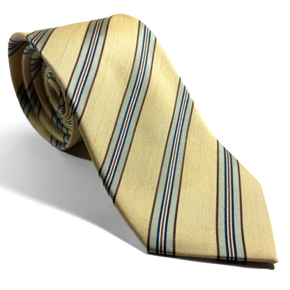 Cream Yellow Striped Silk Jacquard Tie