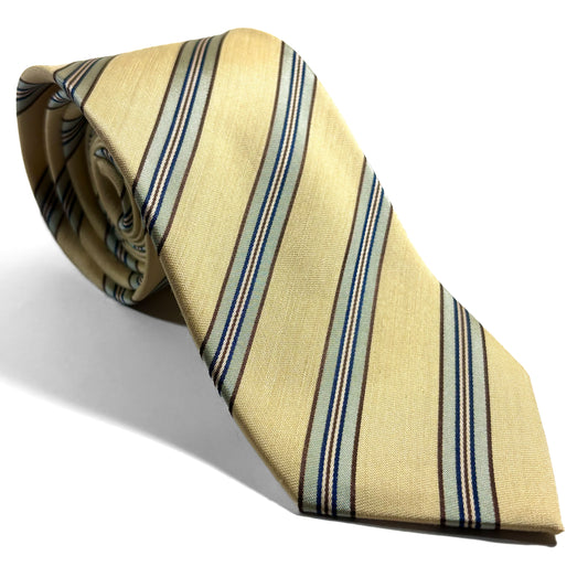 Cream Yellow Striped Silk Jacquard Tie