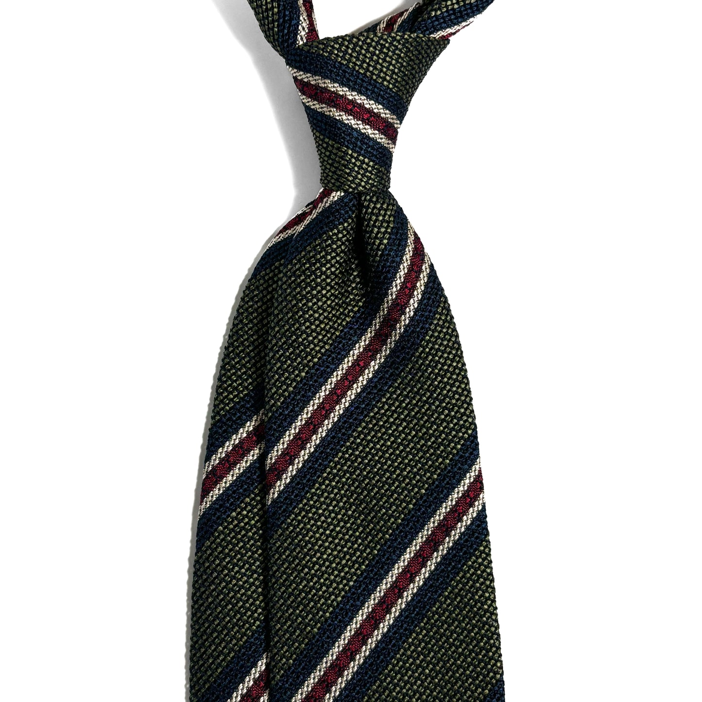 Olive Green Striped Silk Grenadine Tie (Garza Fina)
