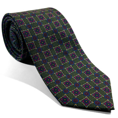 Forest Green Floral Italian Madder Silk Tie