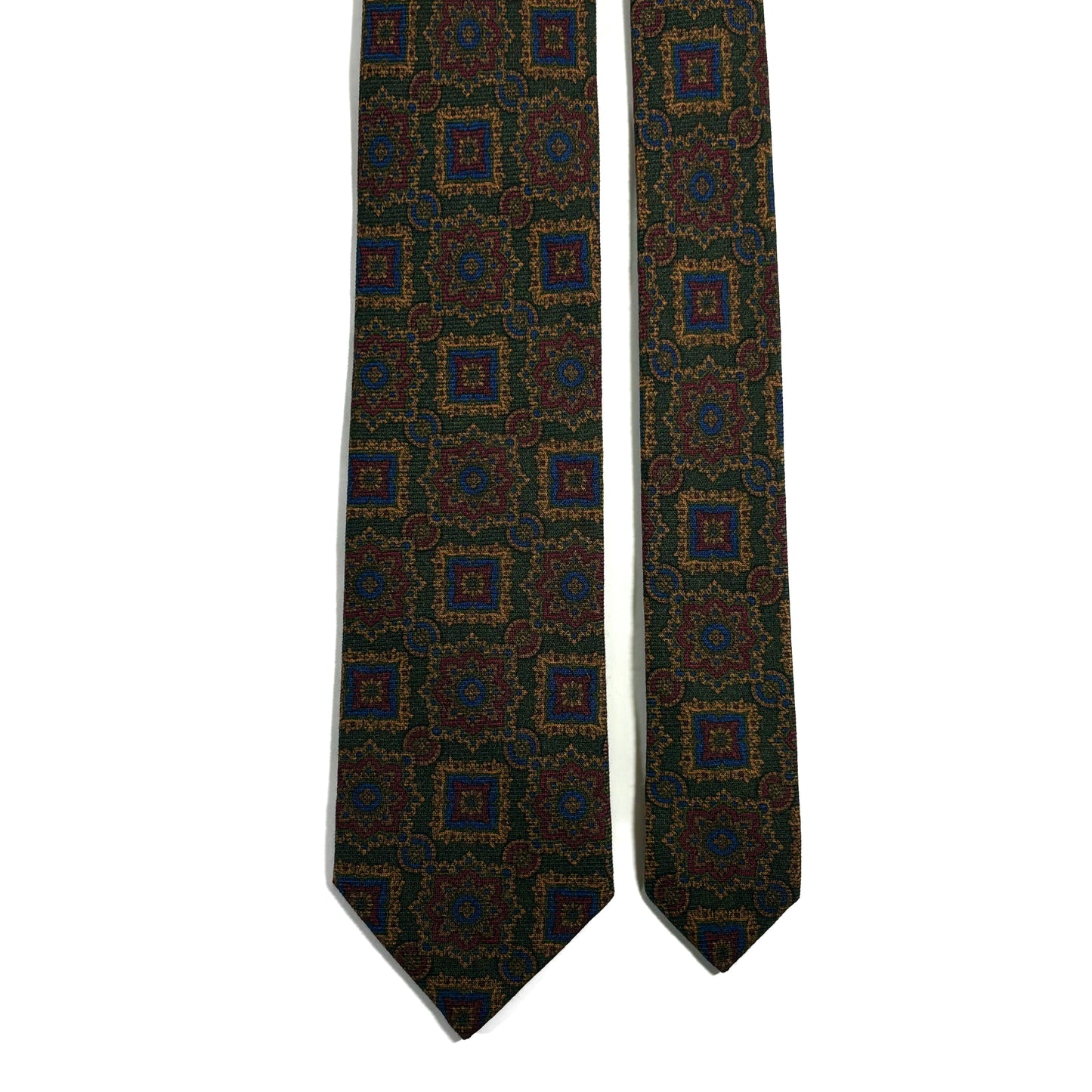 Forest Green Large Geometric Wool/Silk Tie