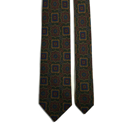 Forest Green Large Geometric Wool/Silk Tie