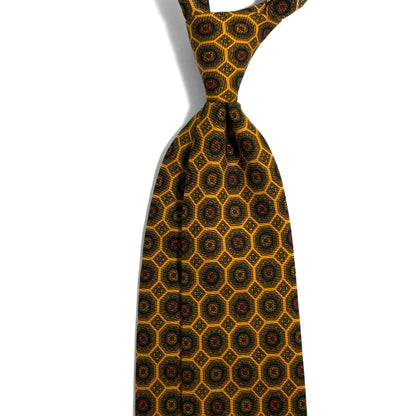 Mustard Yellow Geometric Italian Madder Silk Tie