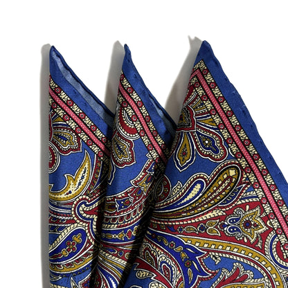 Blue Paisley Silk Pocket Square