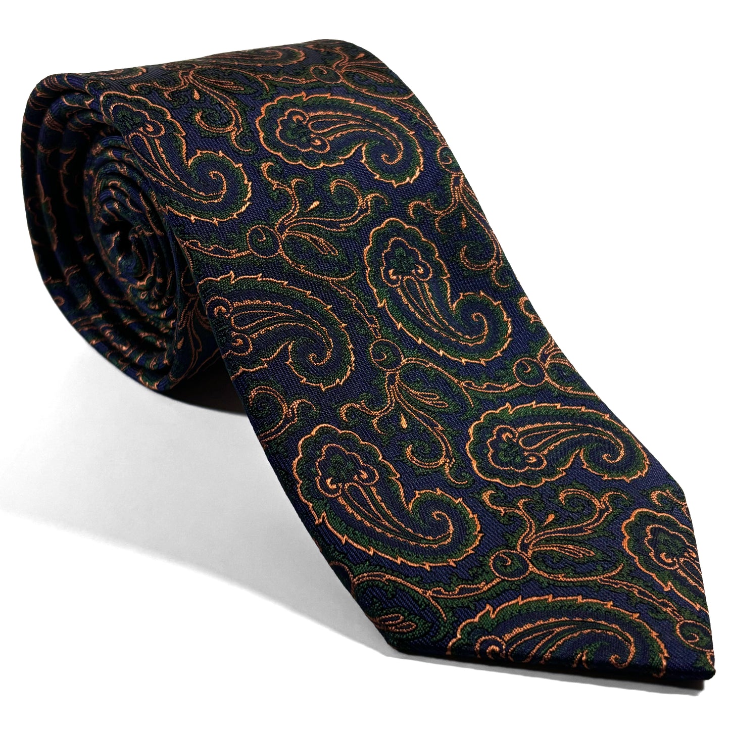 Navy Blue & Gold Paisley Silk Jacquard Tie
