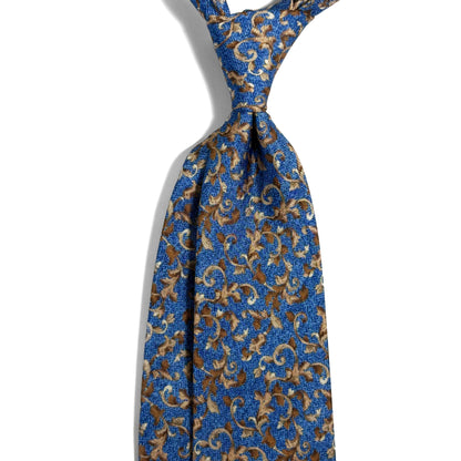 Light Blue Floral Motif Printed Panama Silk Tie