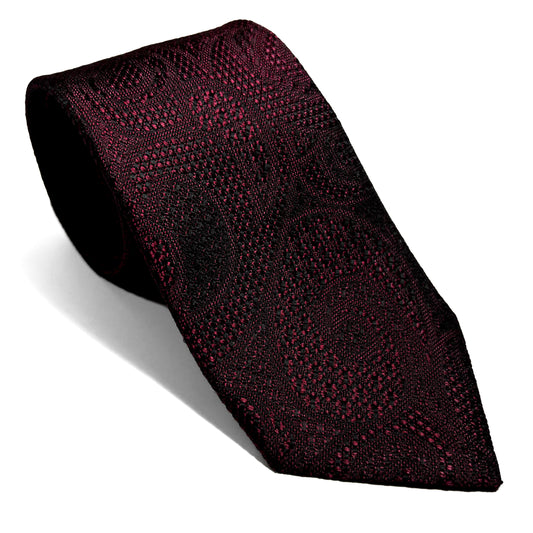 PHOENIX Burgundy Paisley Silk Grenadine Jacquard Tie