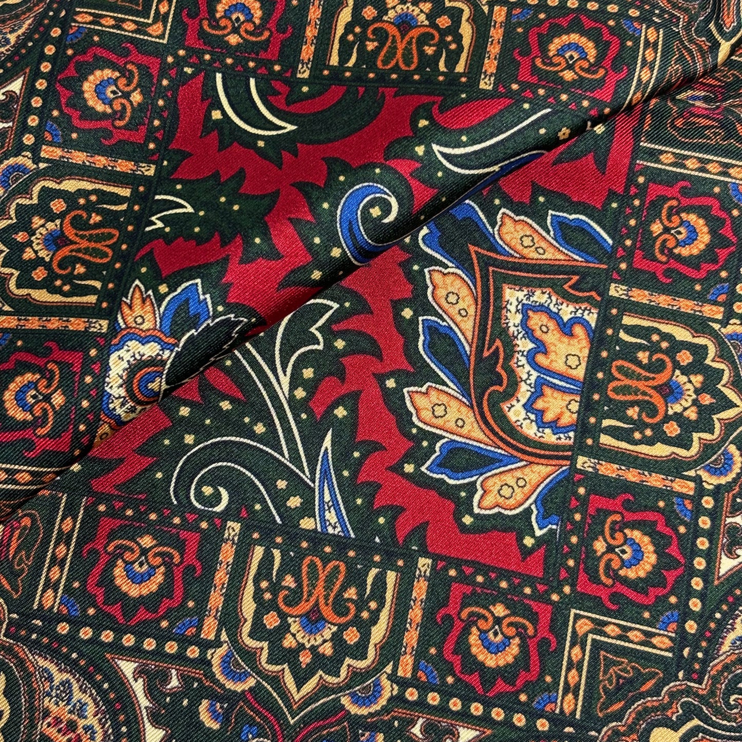 Red & Cream Floral Motif Ancient Madder Silk Pocket Square