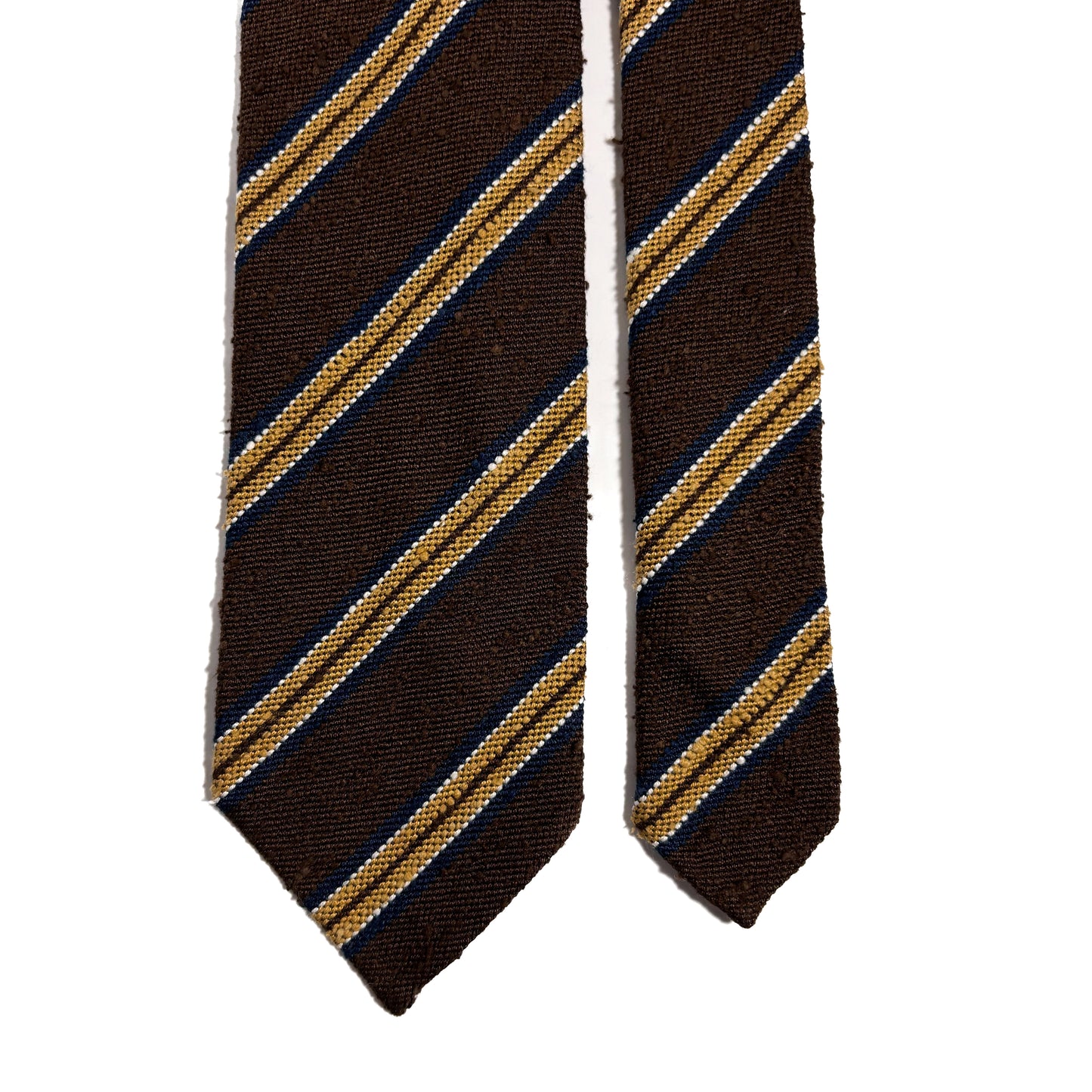 Dark Brown & Gold Stripe Untipped Silk Shantung Tie