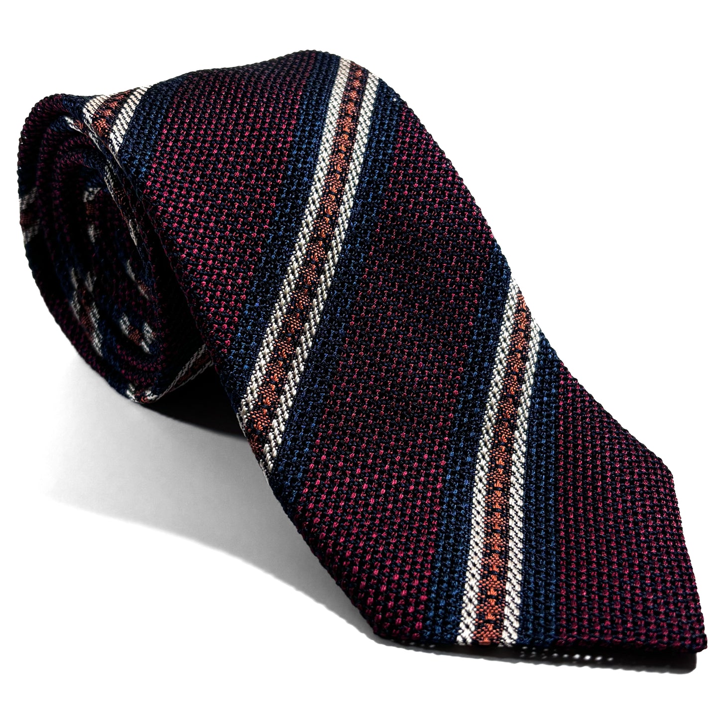 Burgundy Striped Italian Silk Grenadine Tie