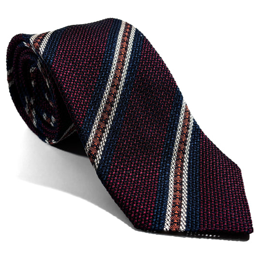 Burgundy Striped Italian Silk Grenadine Tie