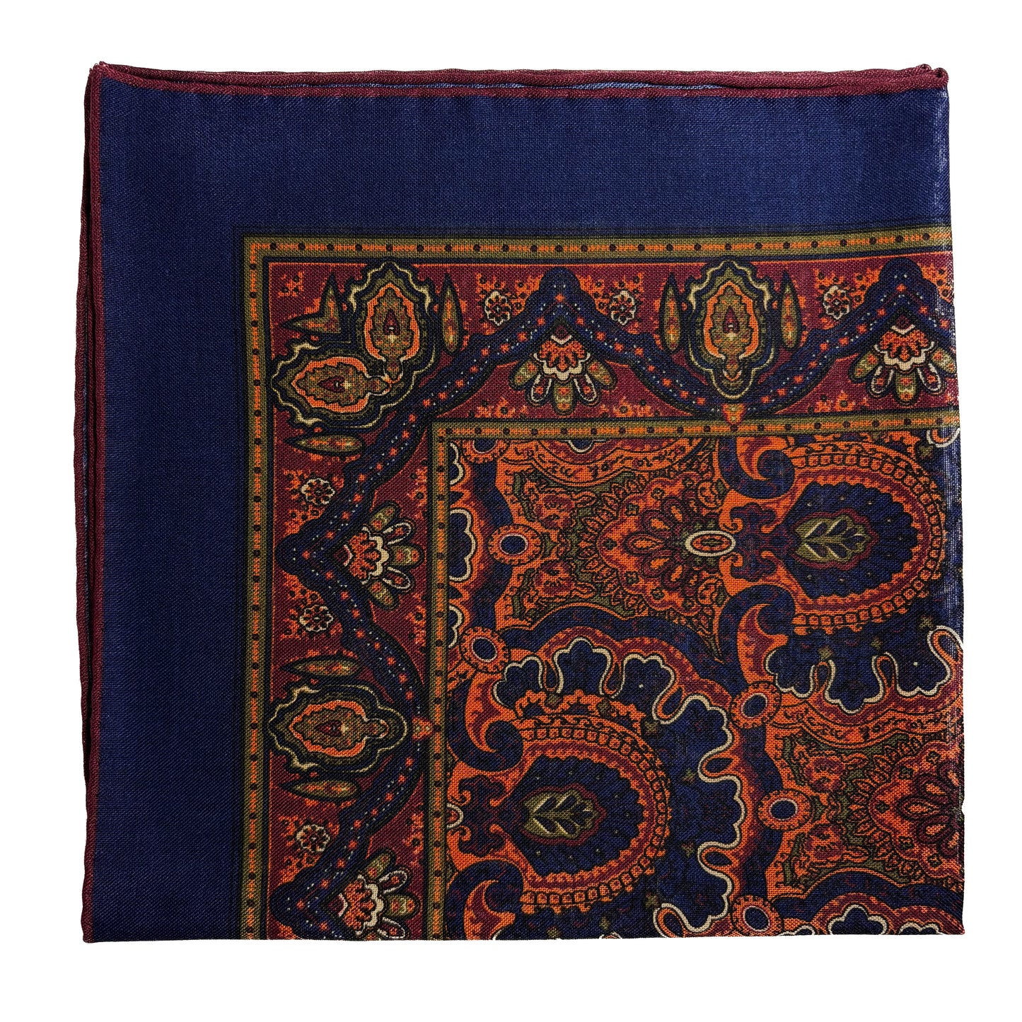 Dominus - Navy Blue & Gold - Wool/Silk Pocket Square