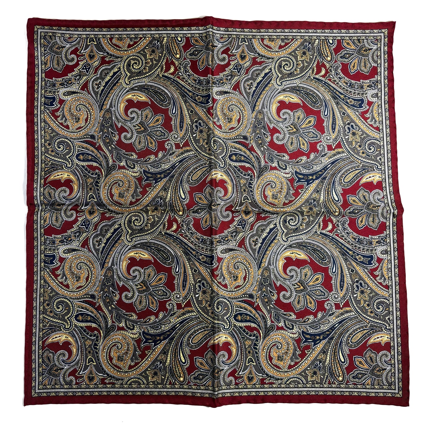 Burgundy Paisley Silk Pocket Square