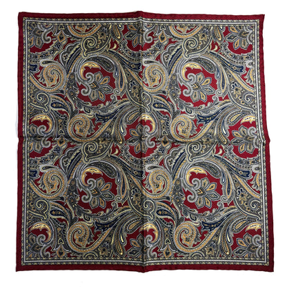 Burgundy Paisley Silk Pocket Square