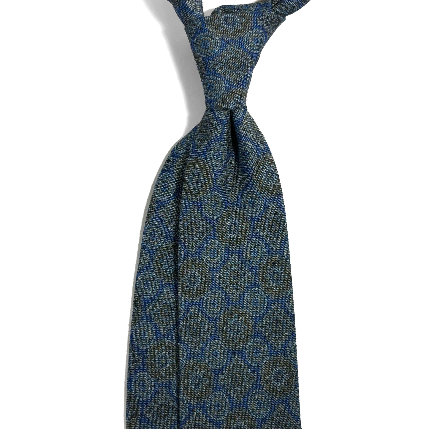 Light Blue Geometric Silk/Cotton Bourette Tie