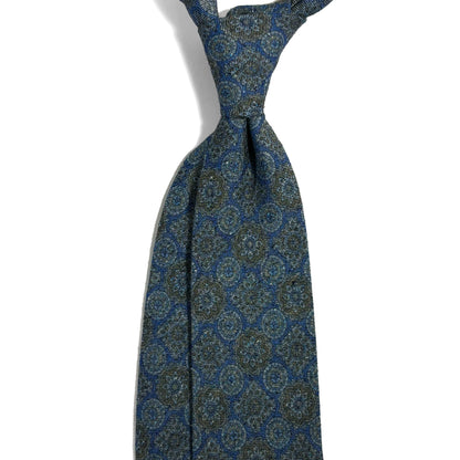 Light Blue Geometric Silk/Cotton Bourette Tie