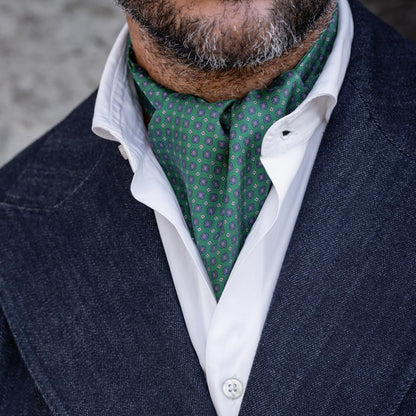 Navona - Silk Ascot Cravat Tie - Green