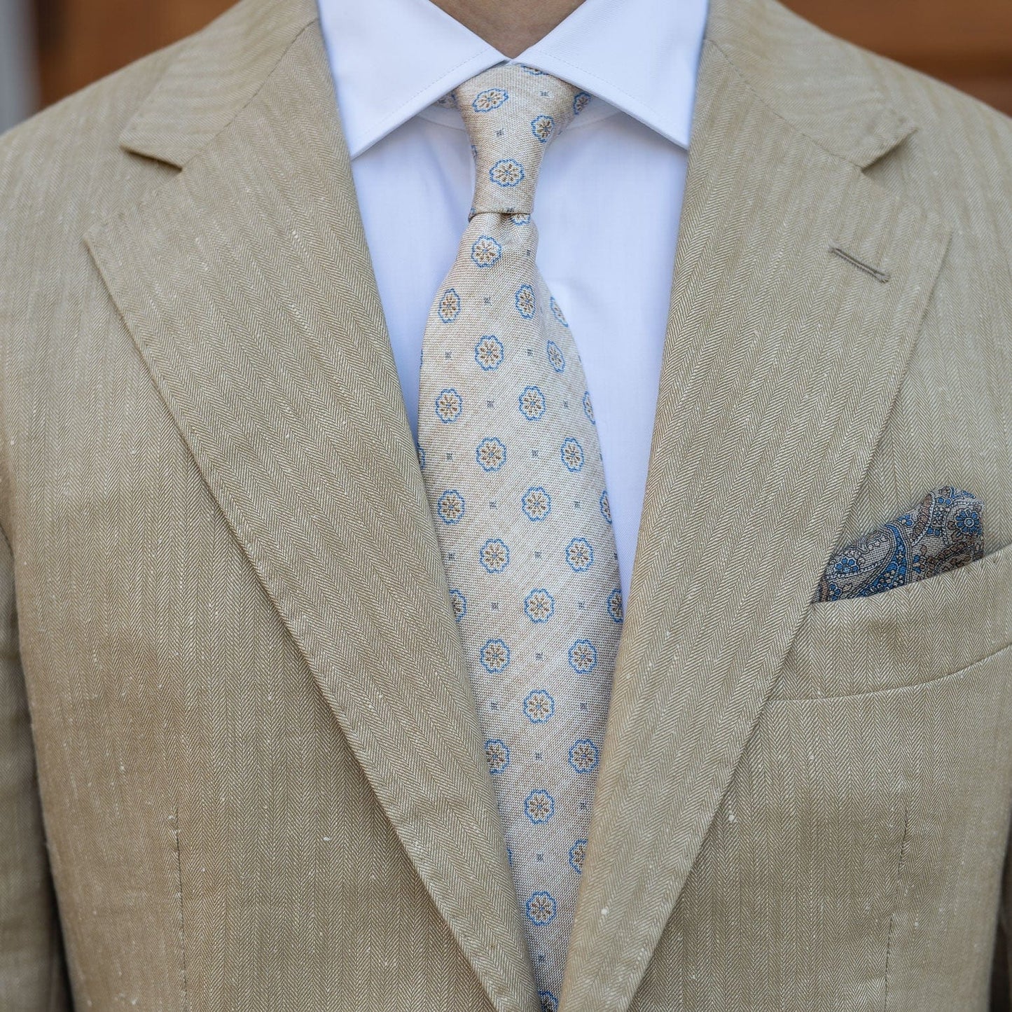 Antinori - Printed Silk Tie - Beige