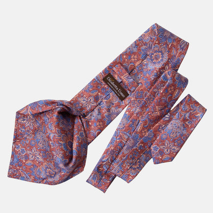 Catania - Printed Silk Tie - Blue & Brick Red