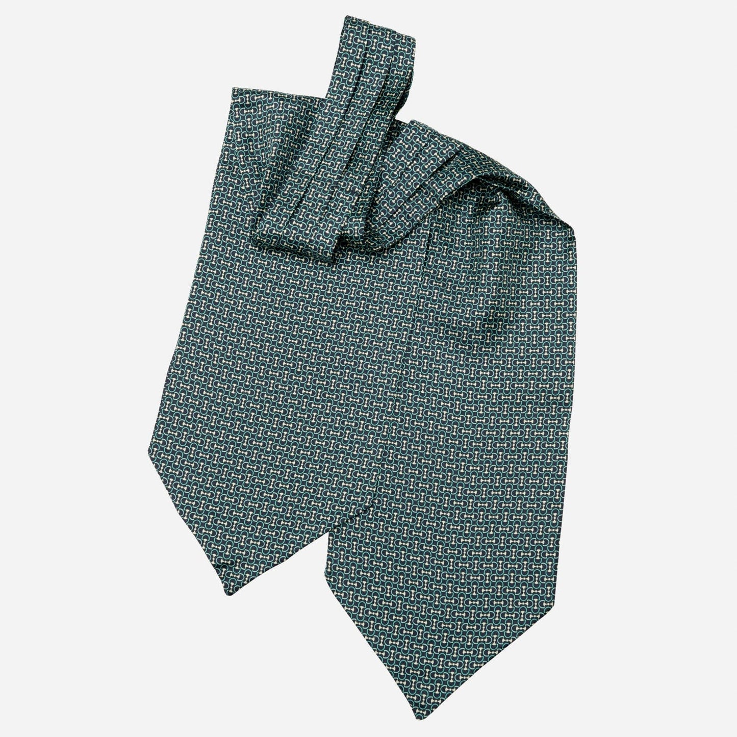 Condotti - Silk Ascot Cravat Tie - Green and Navy