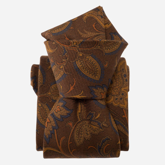 Borromeo - Printed Madder Silk Tie - Pecan Brown