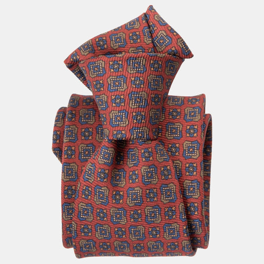 Parma - Printed Madder Silk Tie - Barn Red