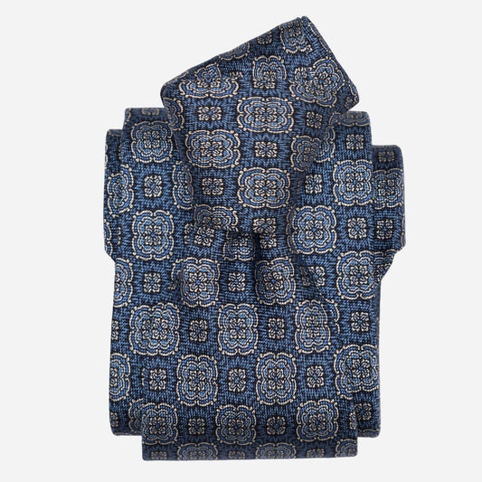 Veneto - Printed Silk Tie - Blue