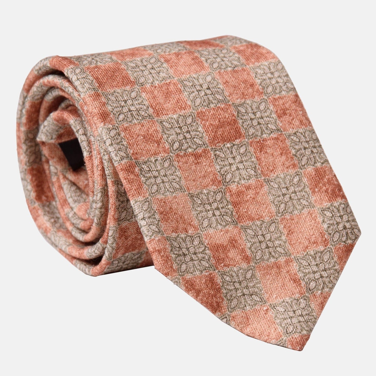 Ponza - Printed Silk Tie - Terracotta