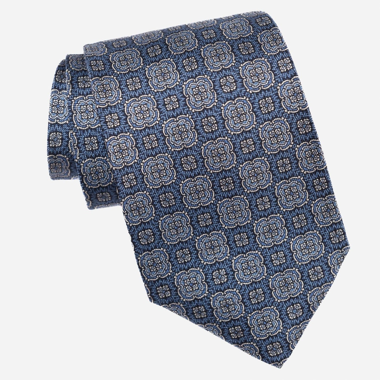 Veneto - Printed Silk Tie - Blue