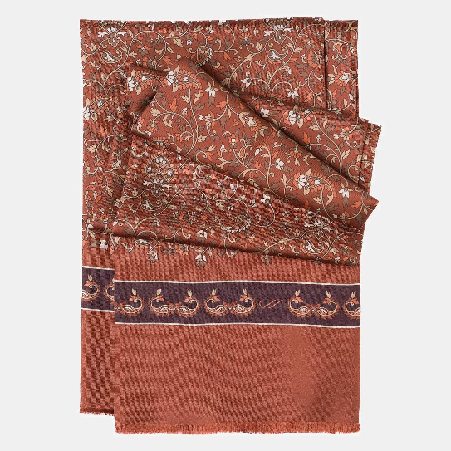 Elba - Silk Scarf - Saddle Brown