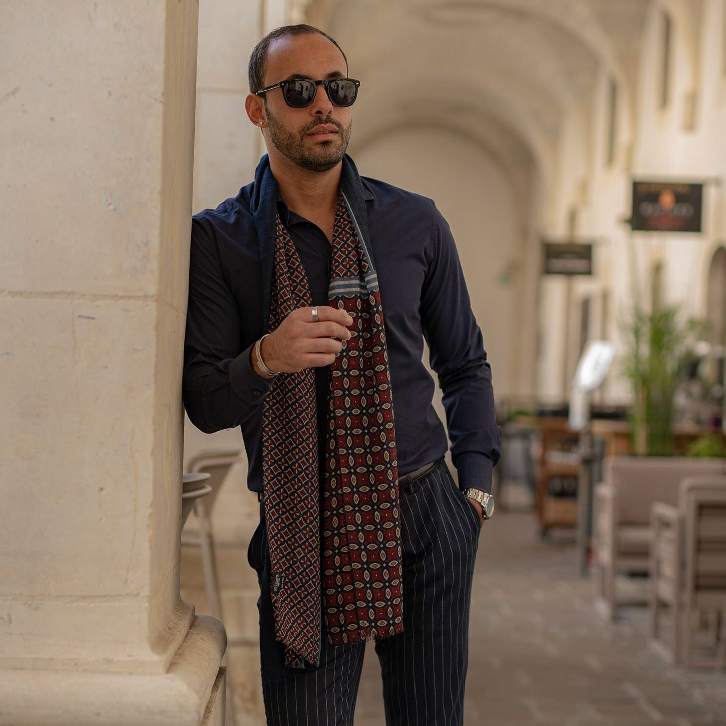 Zagato - Wool Scarf - Burgundy & Blue