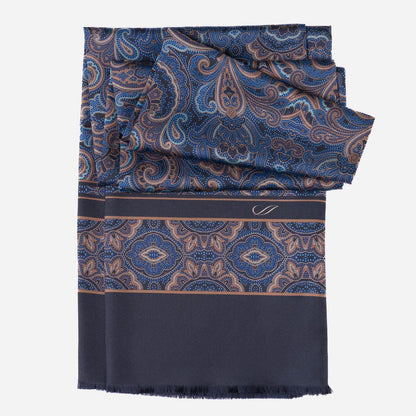 Ferrara - Silk Scarf - Blue & Brown