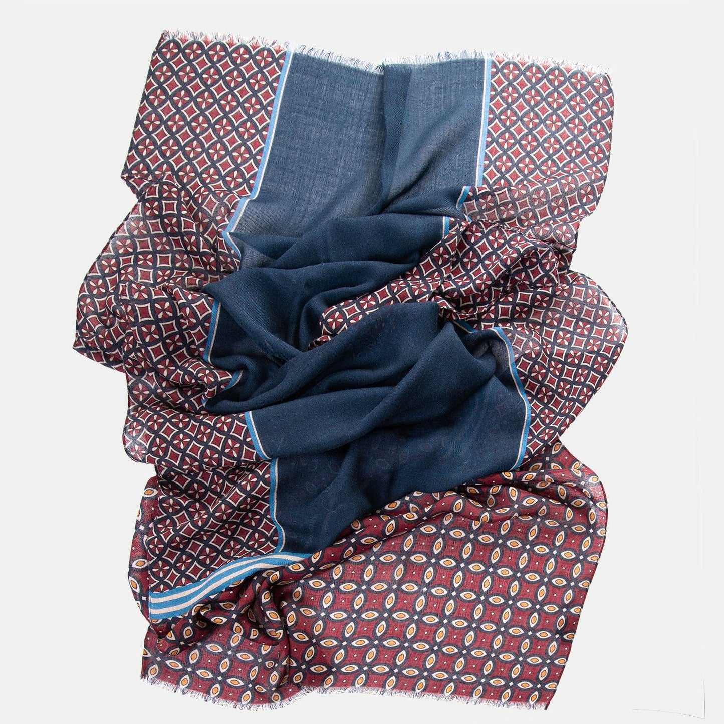 Zagato - Wool Scarf - Burgundy & Blue