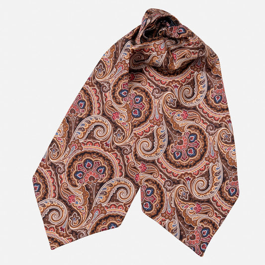 Bugatti - Silk Ascot Cravat Tie - Mahogany