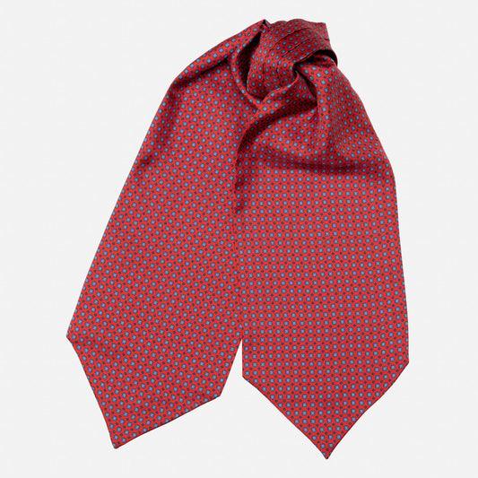 Navona - Silk Ascot Cravat Tie - Red