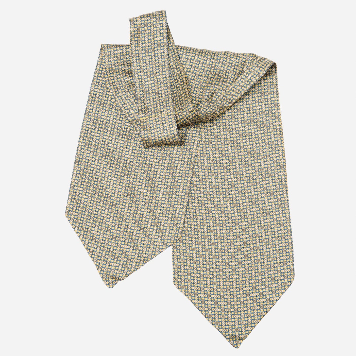 Condotti - Silk Ascot Cravat Tie - Yellow and Blue