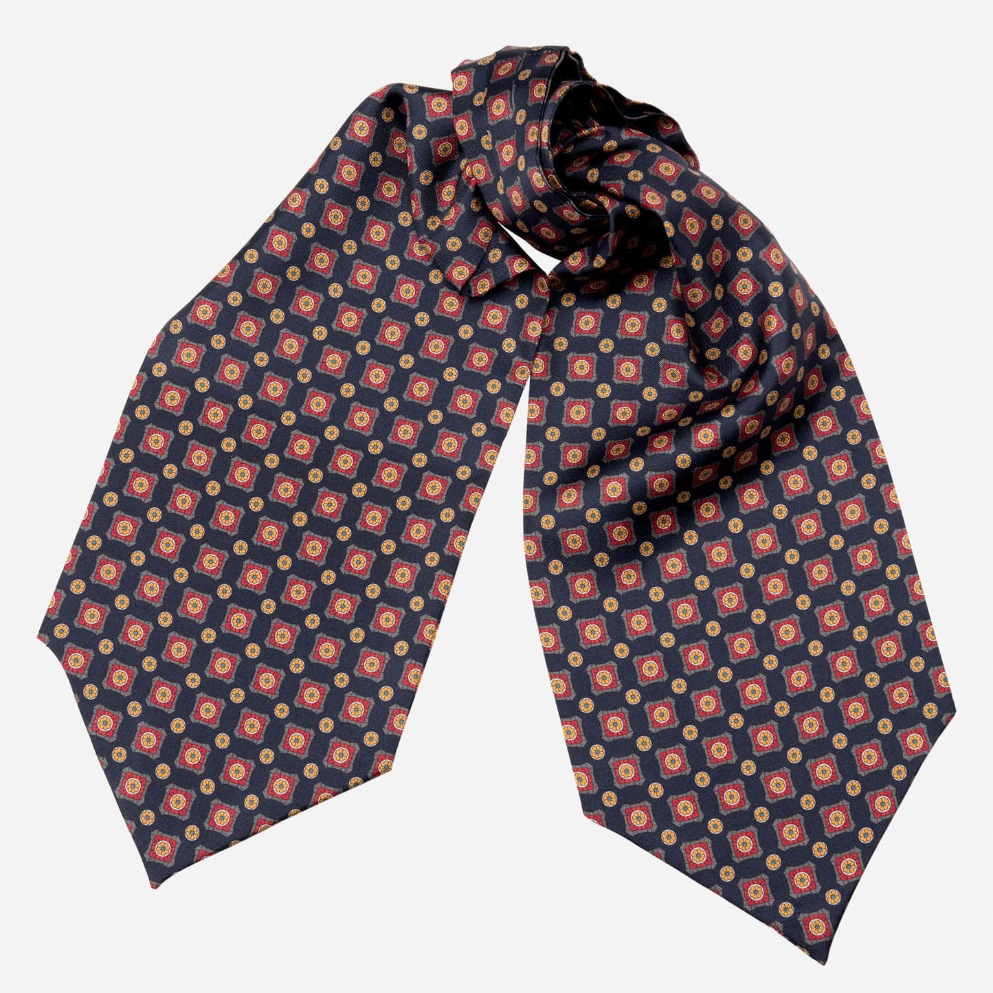 Barberini - Silk Ascot Cravat Tie - Navy and Red