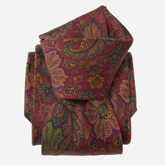 Trevi - Printed Madder Silk Tie - Ruby