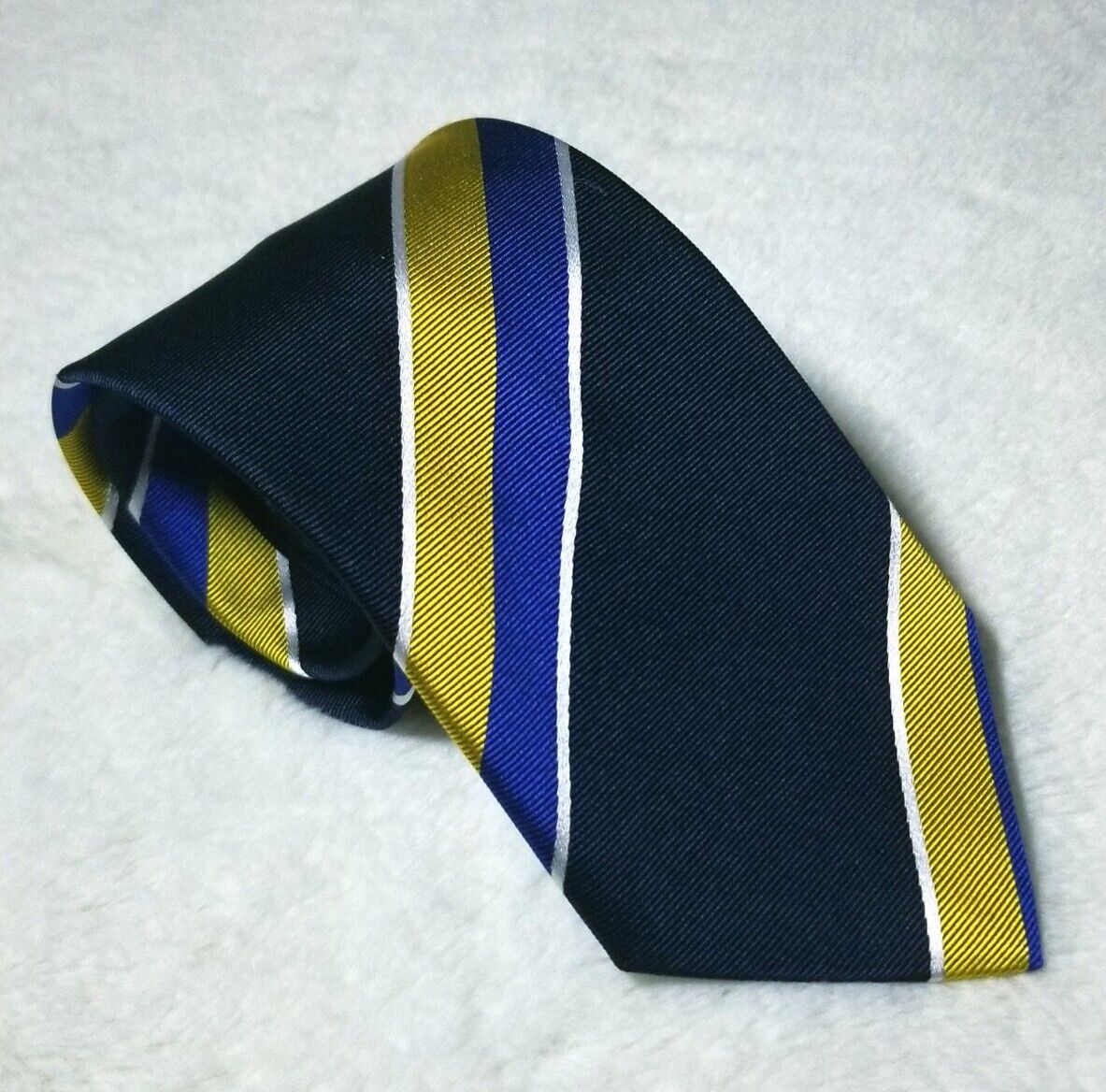 Navy Blue Regimental Stripe Repp Silk Tie