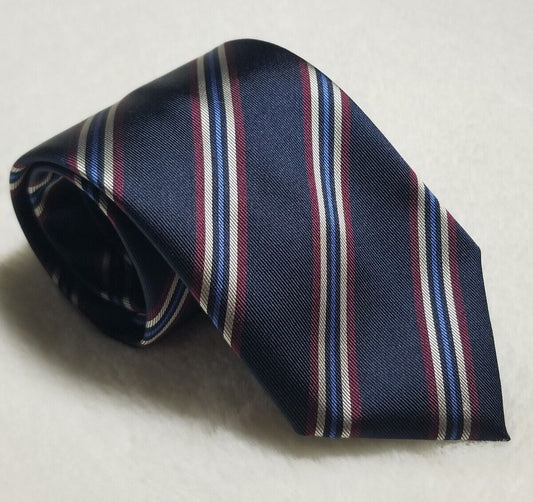 Navy Blue Striped Silk Repp Tie