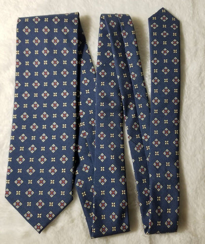 Navy Blue Geometric Ancient Madder Silk Tie (Handmade in Italy)